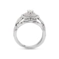 thumbnail image 4 of 2/3 ct.t.w Centre 4MM Round Cut Lab Created Moissanite Diamond Double Halo Bridal Engagement Ring Set In 14K White Gold Over Sterling Silver (G-H Color, VVS1 Clarity,0.66 Cttw)-8, 4 of 7
