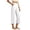 White, variant on Krdevn Womens High Waist Linen Blend Cropped Pants Wide Leg Casual Loose Fit Trousers with Pockets,M