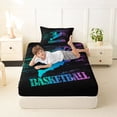 thumbnail image 4 of Castle Fairy Basketball Splash Twin Sheets 3pcs, Sport Theme Bedding, Black Teal Pink,1 Fitted Sheet, 1 Flat Sheet and 1 Pillowcase, 4 of 6