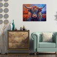 thumbnail image 2 of "Vibrant Rainbow Highland Cow" Canvas Wall Art, Colorful Impressionist Farm Animal Painting, Bold Modern Decor for Living Room & Modern Home, 2 of 9