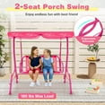 thumbnail image 6 of Costway 2-Seater Toddler Porch Swing Chair with Metal Stand Adjustable Canopy Safety Belts Pink, 6 of 9