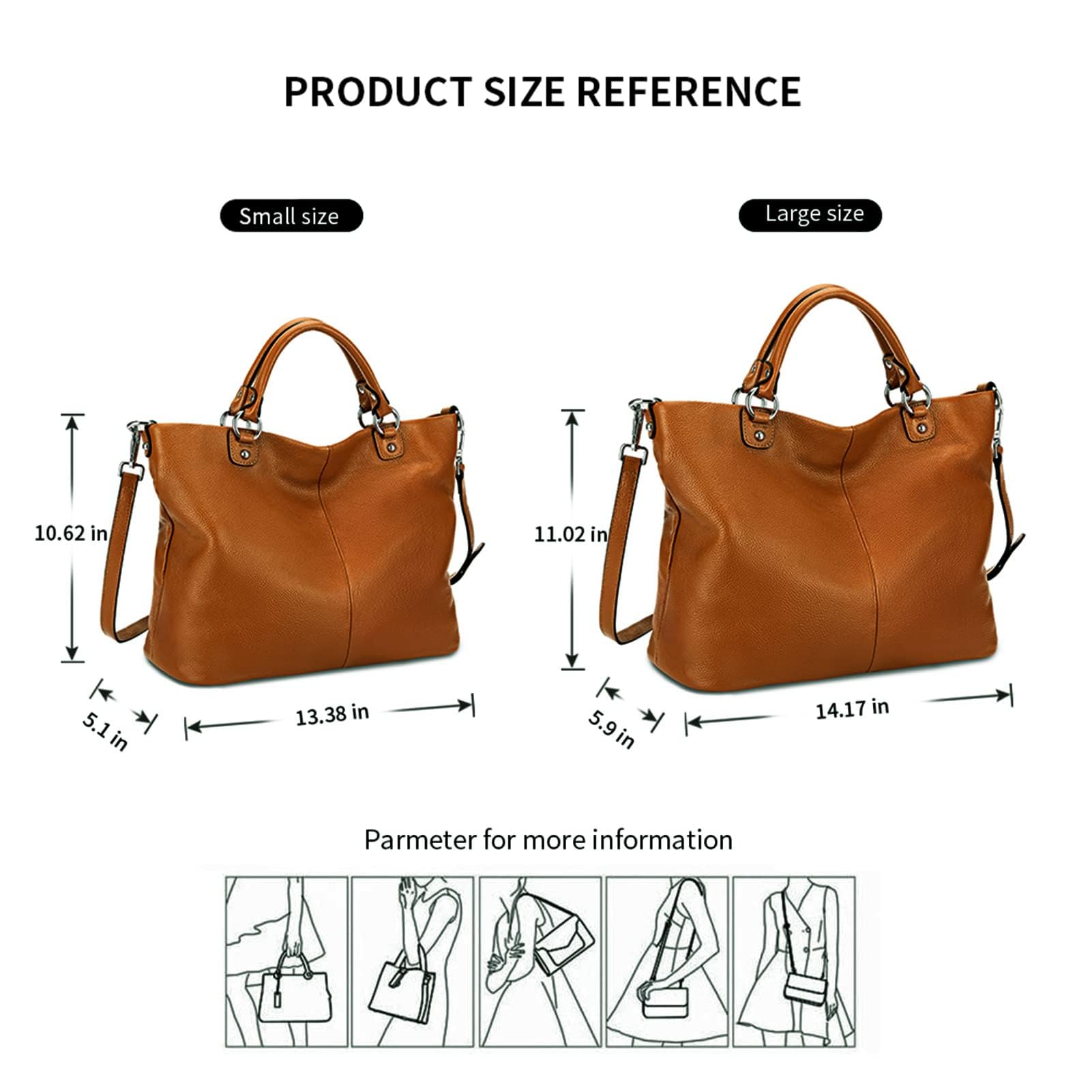 Kattee Women's Soft Leather Tote Bag, Top Satchel Purses and Handbags