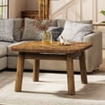 thumbnail image 3 of Finmind Solid Wood Square Coffee Table, 31.5-Inch Farmhouse Center Table with Rounded Corners, for Living Room, Office, Apartment, Small Places, Easy Assembly, Rustic Brown, 3 of 11