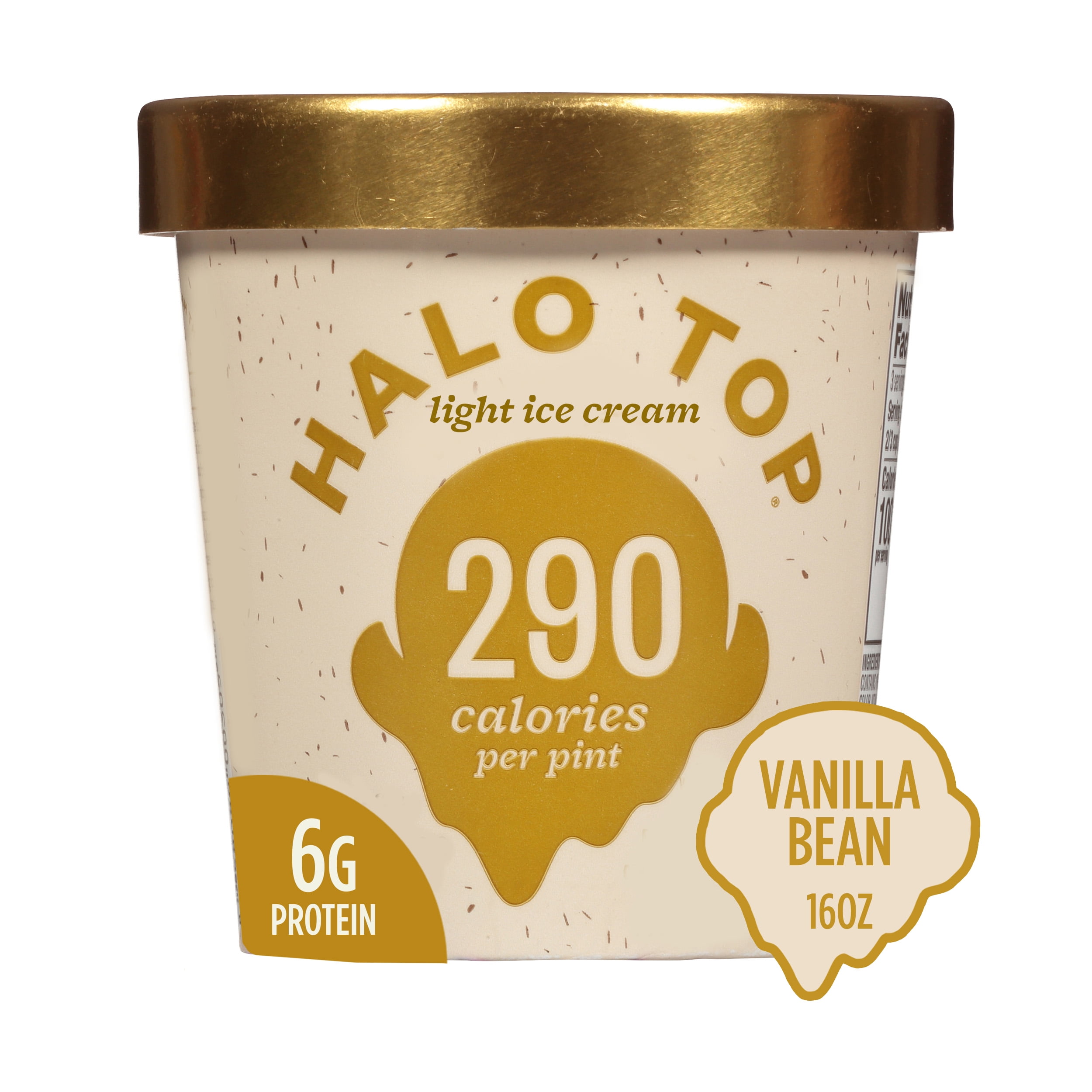 Halo Top Vanilla Bean Flavored Light Ice Cream for Summer, 16 fl oz