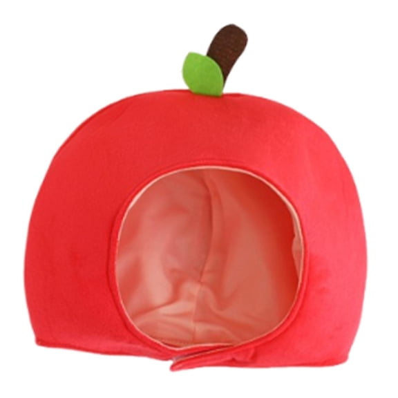1 Piece Cute Plush Hat Apple Soft Head Cover for Women Dress Up Party Cosplay Selfie Event