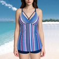 thumbnail image 2 of Fadeal Bathing Suit for Women Women Plus Size Tankini Swimsuits Two Piece Color Block Cutout Flowy Tummy Bathing Suits with Shorts Tankini Swimsuits for Women Blue 4XL, 2 of 4