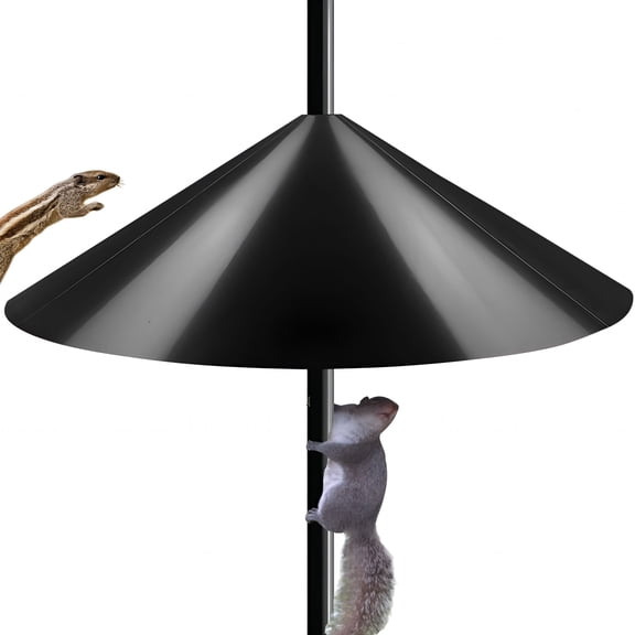 ACDANC 19 Inch Wide Squirrel Baffle for Bird Feeder Pole, Outside Pole Mount Stopper & Bird House Guard for Outdoor Shepherd’s Hook, Black, 1 Pack