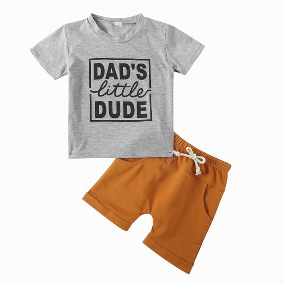 NIEWTR Kids Baby Boys Clothes Boy Summer Outfits Short Sleeve T-shirt Casual Shorts 2Pcs Toddler Baby Outfit Baby Boys Gift 1t 2t 3t 4t 5t(Grey,12-18 Months)