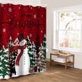 thumbnail image 5 of Red Christmas Bathroom Curtain 72 Inch Shower Stall Curtain with Hooks, Snowman Snowflake Xmas Tree Waterproof Polyester Bath Curtain Washable Bathtub Curtain 36''x 72'', 5 of 6
