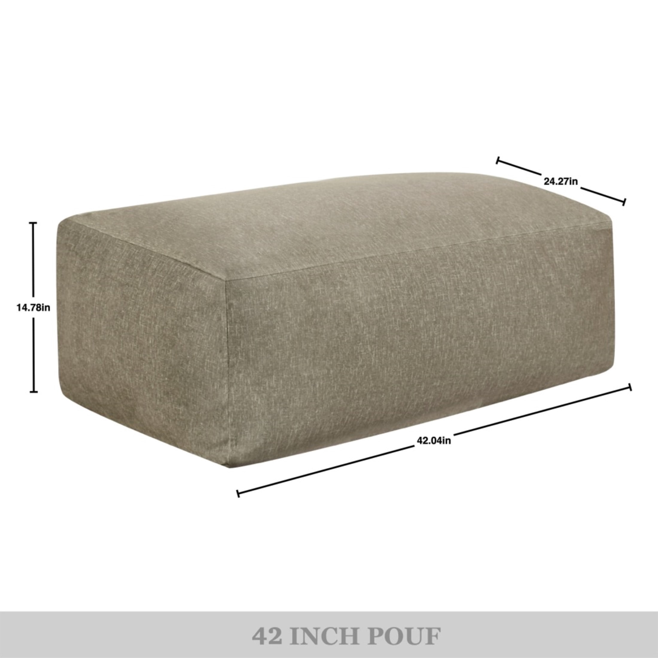 Castle Place 42" Velvet Pouf, Truffle Brown