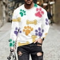 thumbnail image 1 of Ceisia Men's Colorful Glitter Paw Print T-Shirt | Slim Long-Sleeve Crewneck Casual Top Gift, 1 of 5