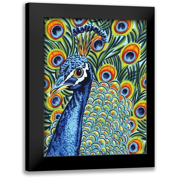 Vitaletti, Carolee 12x14 Black Modern Framed Museum Art Print Titled - Plumed Peacock I