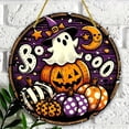 thumbnail image 3 of 20X20cm Halloween Wooden Wreath Logo Ornaments Ghost Pumpkin Pendant Wooden Hanging for Home Halloween Decoration Horror Props, 3 of 10