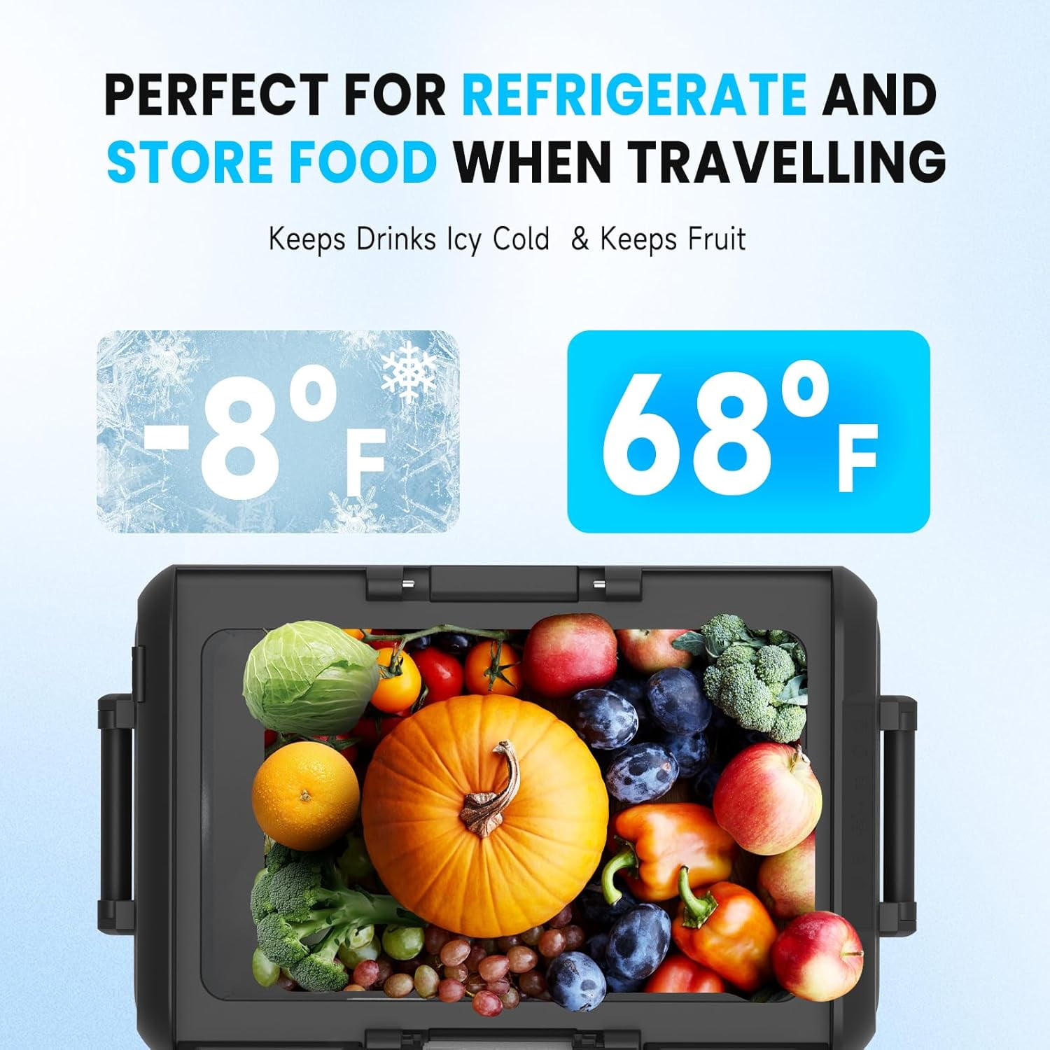 SHAREWIN 12 Volt Car Refrigerator 50L/52QT Portable Freezer Fridge, Car Compressor refrigerator with 12/24V DC & 110-240V AC for Truck, RV, Boat, Camping and Travel