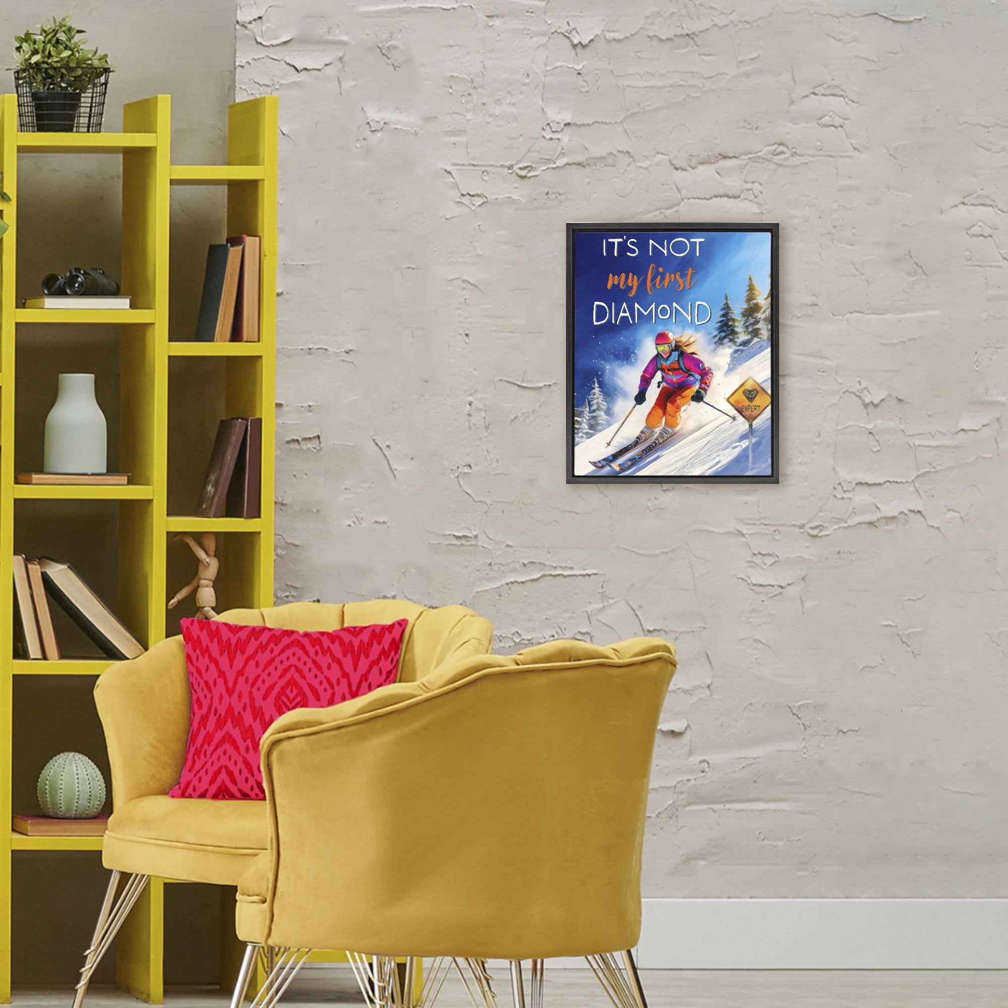 Stupell Industries Not My First Diamond Black Framed Floater Canvas Wall Art, design by Grotto Studios