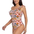 thumbnail image 3 of Yiaed Retro 70s Hippie Print Women One Piece Swimsuits Tummy Control One Shoulder Bathing Suits Pattern Ruffle Swimwear-Medium, 3 of 8