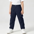 thumbnail image 2 of YMNXA Kids Boys Cargo Pants With Multiple Pockets High Waist Solid Color Straight Leg Lightweight Breathable Trousers For Daily Wear,Navy,5-6 Years, 2 of 7