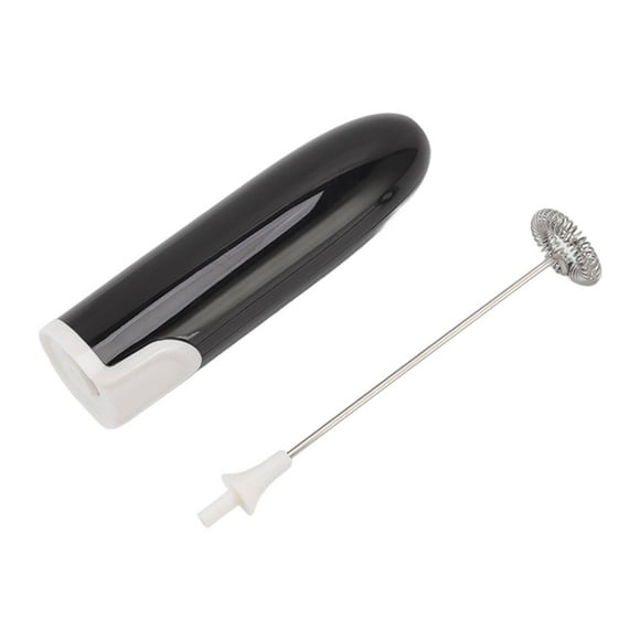Mousseur de Lait Électrique Portable, Opération Pratique Facile à Nettoyer Fabricant de Mousse de Lait Électrique Pointe en Acier Inoxydable Alimenté par Batterie pour le Café Blanc de Cuisine, Blanc Noir, Noir Blanc