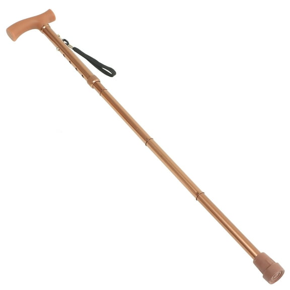 LEORX 1Pcs Travel Cane Walking Stick Adjustable Aluminum Golden for Seniors Daily Life