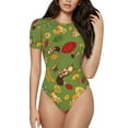 thumbnail image 2 of Uemuo Squirrel And Fox In The Forest Pattern Women's One Piece Short Sleeve Swimsuit Rash Guard Surfing Modest Quick-drying Swimsuit Beach Essentials-Large, 2 of 9