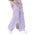 thumbnail image 5 of HVOBTTY Toddler's Cargo Pants Solid Color Wide Leg Straight Casual Daily Wear Trousers, 5 of 5