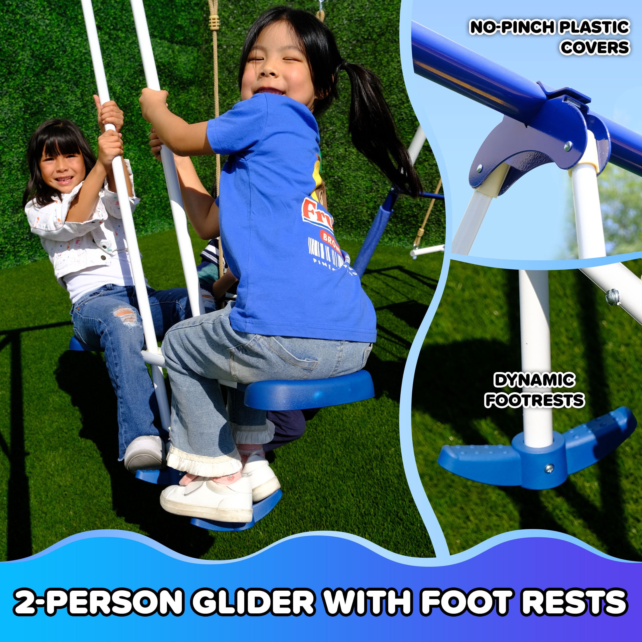 Sportspower Outdoor Super 8 Fun Metal Swing Set with 6' Heavy Duty