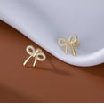 thumbnail image 4 of Solid 925 Sterling Silver CZ Bow Stud Earrings for Women Teens Ribbon Stud Earrings Bowknot, 4 of 12