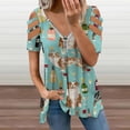 thumbnail image 2 of Australian Shepherd Blue And Red Merle Wine Cocktails Yappy Hour Pattern Dog Breed Womens Summer V Neck Zipper Top Short Sleeve T Shirt Off Shoulder Top Casual Classy Loose Shirts, 2 of 7