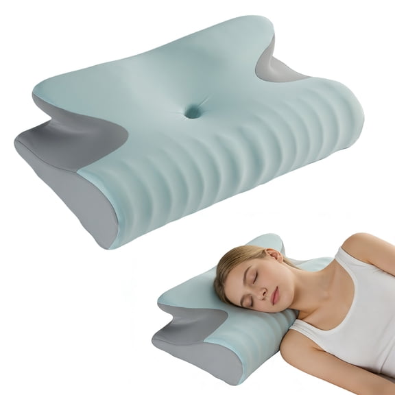 Memory Foam Cervical Pillow for Neck Pain Relief, Ergonomic Contour Orthopedic Support Bed Pillow with Cooling Breathable Cover for Side Back and Stomach Sleepers, 23.6 x 15 x 5.1 in