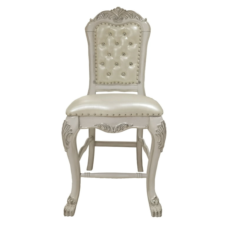 カウンターチェアcounter chair antique chair Acme Dresden Faux Leather Counter Height Chairs in Bone
