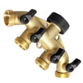 thumbnail image 2 of DYNWAVECA Garden Hose Splitter Solid Brass Hose Connector 3/4'' Hose Spigot Adapter , Golden, US Thread, 2 of 10