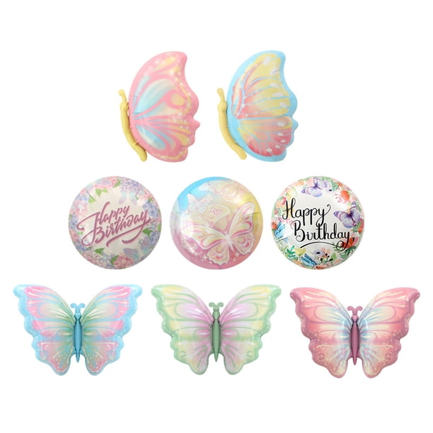 Juego de globos con forma de mariposa, 8 unidades, aluminio pastel colorido