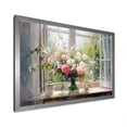 thumbnail image 2 of Designart "Vintage Flower View through Delicate French Windows III" Floral Framed Wall Art Decor - Traditional White Window Bedroom Framed Canvas Wall Art, 2 of 6