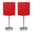 thumbnail image 1 of Lampe Stick avec Port de Charge USB et Abat-Jour en Tissu, Rouge - Lot de 2, 1 of 1