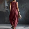 thumbnail image 5 of ClodeEU Women's Sleeveless Jumpsuit with Pockets,Casual Loose Fit Wide Leg Jumpsuit for Summer Wine,Women's Plus S, 5 of 8