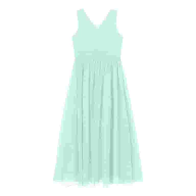 【DIRDDY】 SHINY FLOWER BUTTON DRESS - MINT TiaoBug Kids Girls Sleeveless Chifon Wedding Dress Shiny V