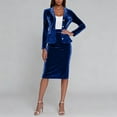 thumbnail image 7 of 2025 Two Piece Velvet Suit Sets for Women Formal Solid Blazer Jacket Skirts Set Work Business Stylish Fall Outfits, 7 of 7