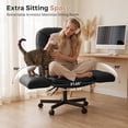 thumbnail image 3 of Hawsaiy Criss Cross Office Chair with Flip-Up Arms, Ergonomic Cross Legged Desk Chair, PU Leather Executive Computer Chair, 135° Reclining Plush Cushion, Pet-Friendly, Black, 3 of 11
