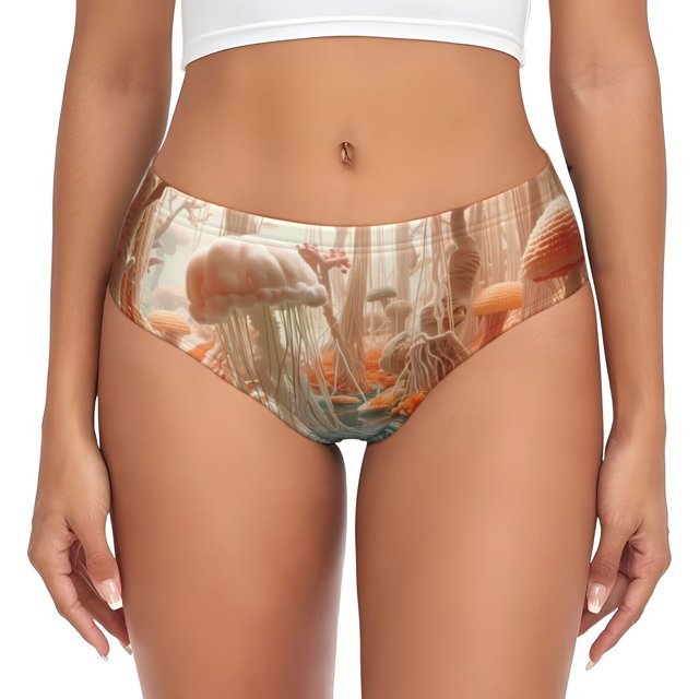 Balery Fantasy Underwater Jellyfish Ropa Interior de Algodón para Mujer con Dibujo – Braguitas Cómodas y Elásticas, Estilo Clásico-X-Small