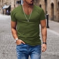 thumbnail image 3 of Mens T-Shirts Cotton Casual Fashion Solid Color Short Sleeved V Neck Tshirts Holiday Wear, 3 of 5