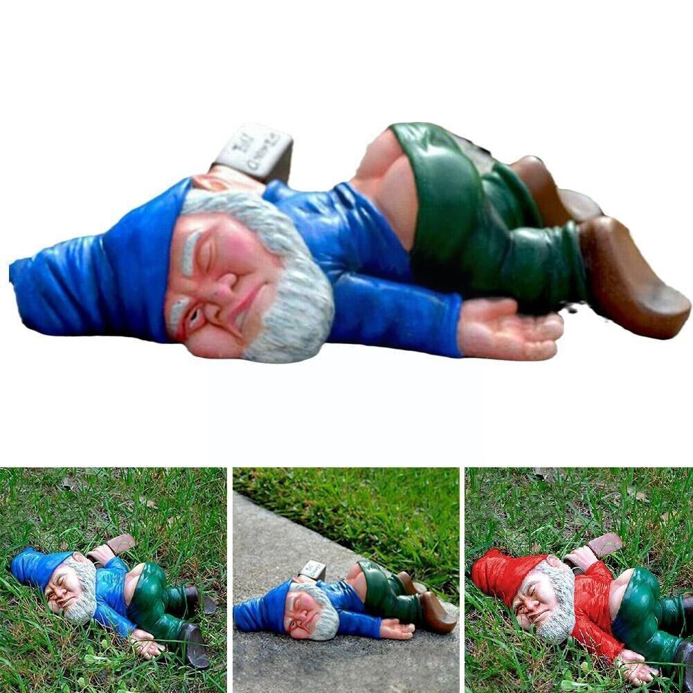 Funny Garden Ornaments Drunk Fall Down Gnome Dwarfs Statue Sculpture