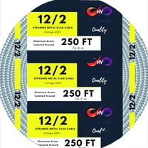 Solid Metal Clad 12/2 Cable with Ground Wire - MC Aluminium Armor - Copper Conductor (250 Ft)