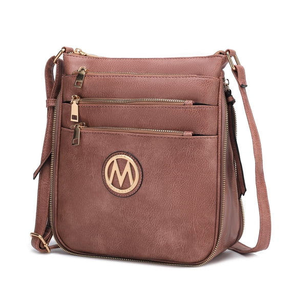 MKF Collection Salome Expandable Multi-Compartment Crossbody Bag for Women Stylish Vegan Leather Purse by Mia K- Dusty Rose