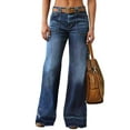 thumbnail image 2 of Wide Straight Leg Mid Rise Baggy Pocket Denim Jeans Without Belt Dark Blue XXL, 2 of 9