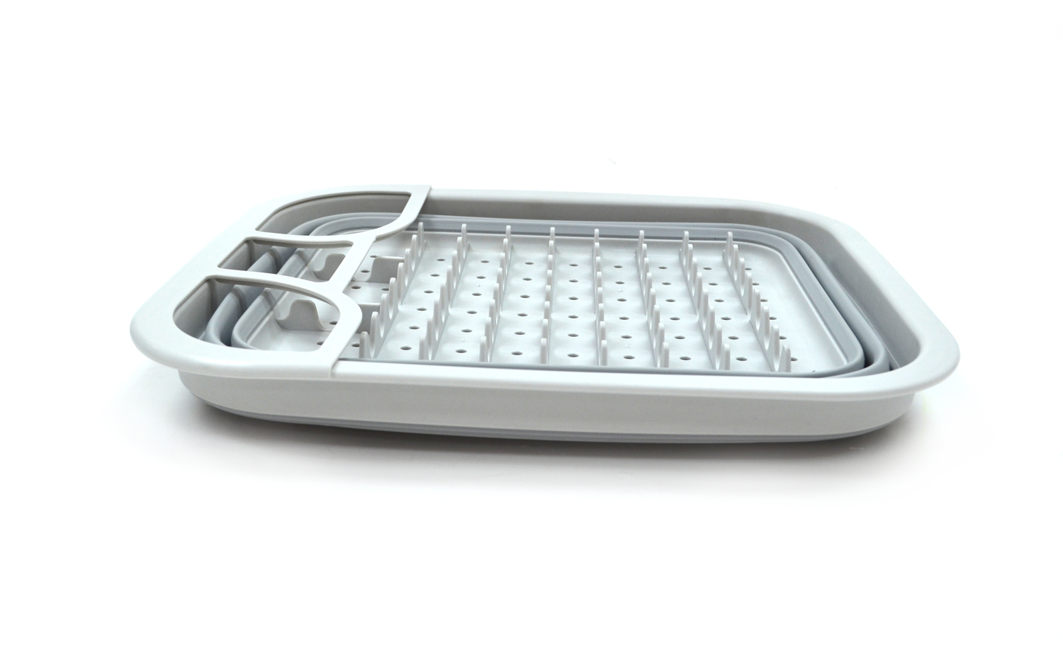SAMMART Set of 2 Collapsible Dish Drainer with Drainer Board - Foldable Drying Rack Set - Portable Dinnerware Organizer - Space Saving Kitchen Storage Tray