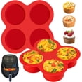 thumbnail image 1 of Molde de silicona antiadherente para freidora de aire (paquete de 2), 4 tazas, para huevos, cupcakes, muffins, tartas, frittatas y quiches., 1 of 6
