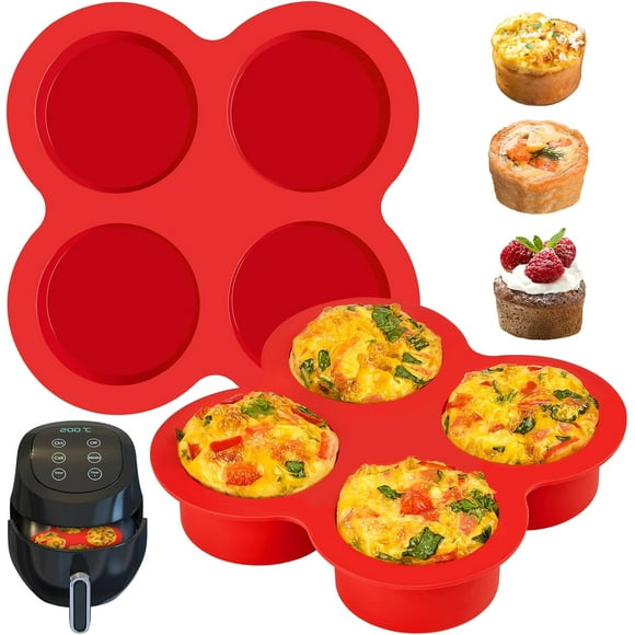 2-PK Air Fryer Egg Mold, 4 Cups Silicone Air Fryer Baking Pan Non-Stick for Egg Bites, Cupcake, Muffin, Tart, Frittata, Quiche
