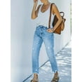 thumbnail image 6 of Womens Distressed Straight Leg Jeans with Raw Hem Denim Pants Slightly Stretchy for Casual Everyday Fashion Trendy Look, 6 of 12