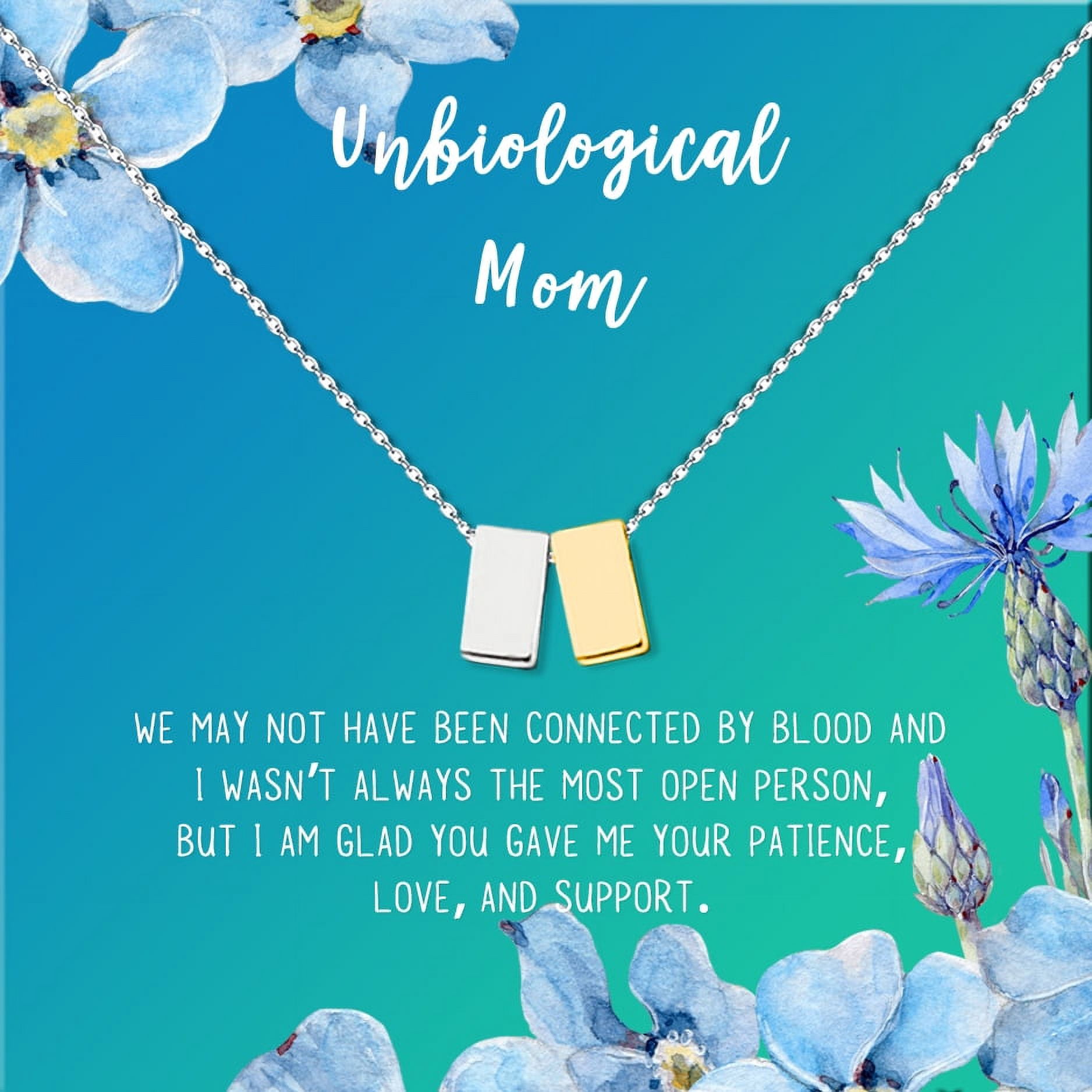 Unbiological Mom Mother's Day Gift for Mom, Mother in Law Gift, Mother's Day Gift Box, Mother's Day Gift Idea, Gift for Mom, Jewelry For Mother[Silver and Gold Cube,Blue-Green Gradient]