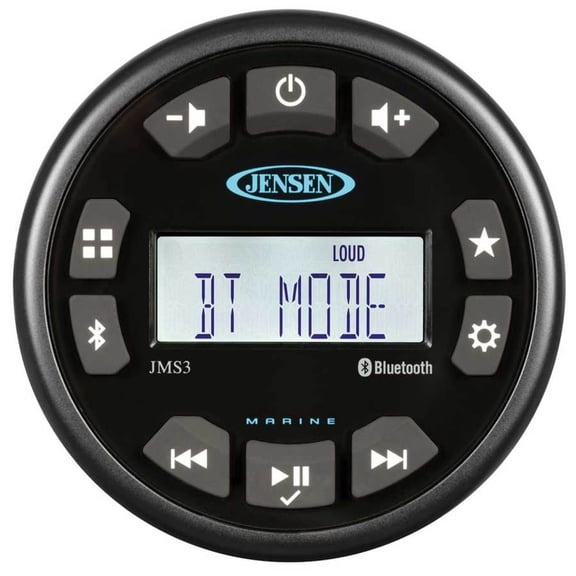 Jensen JMS3RTL Waterproof Bluetooth Stereo AM FM USB Car In-Dash Unit, 160 W